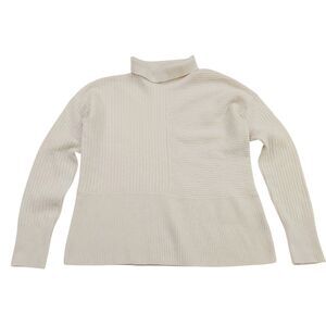 Summersalt Sweater Womens Small Ivory Merino Wool Cashmere Ribbed Turtleneck